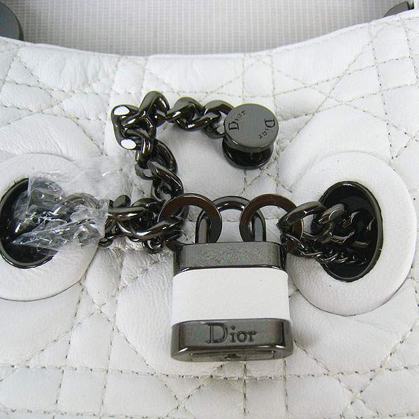 Christian Dior 1833 Quilted Lambskin Handbag-White